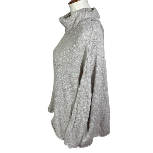 Aerie Oatmeal Knit Split Back Turtleneck Cotton Blend Sweater Size L - Picture 3 of 10
